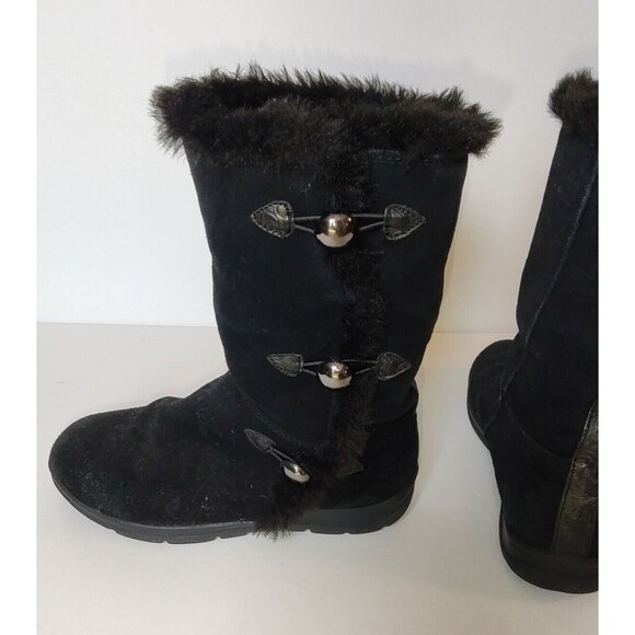 White Mountain size 6.5M black suede boots faux fur lined leather upper - Picture 4 of 10